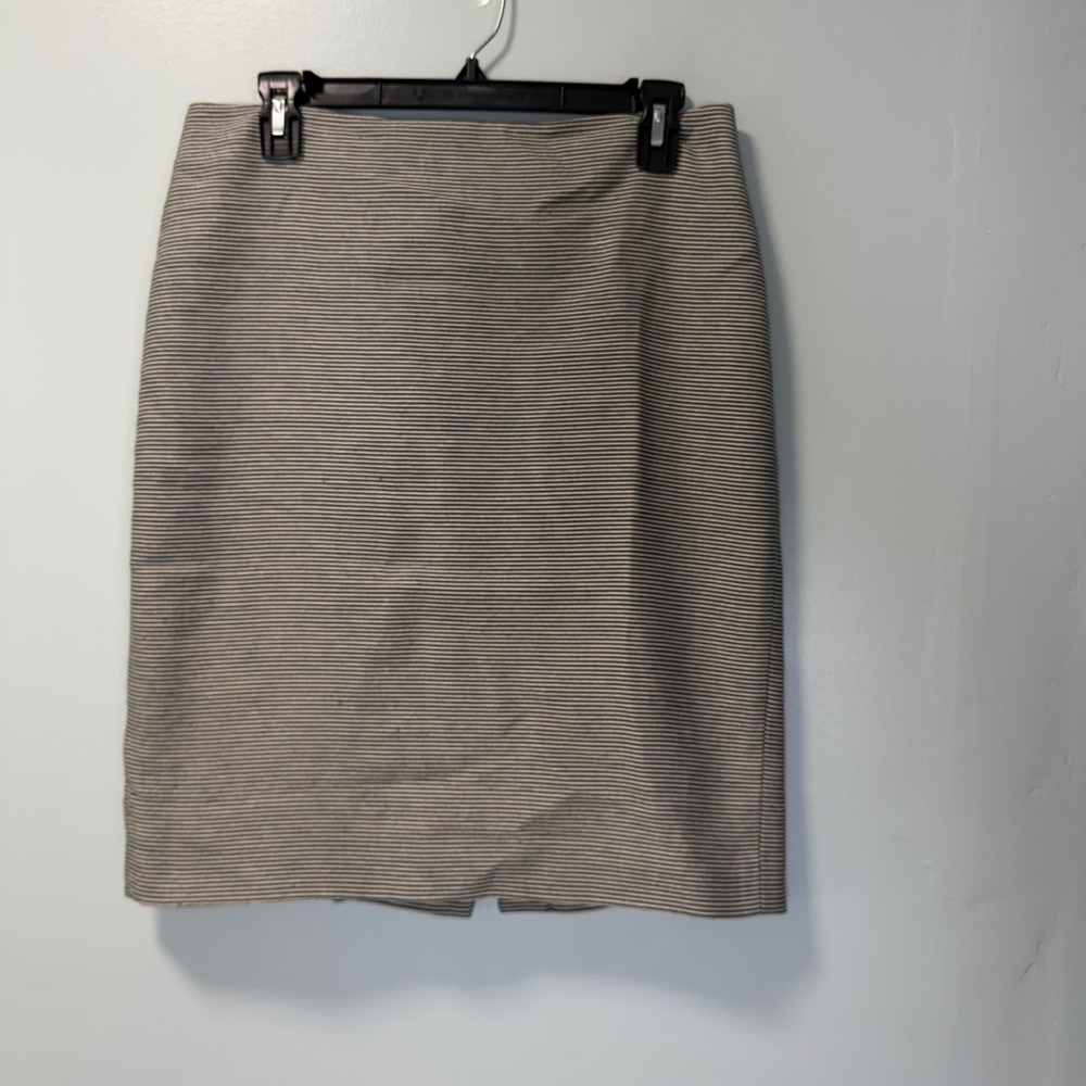 Talbots Petites Navy Blue White Striped Pencil Skirt Cotton Blend 8P Office